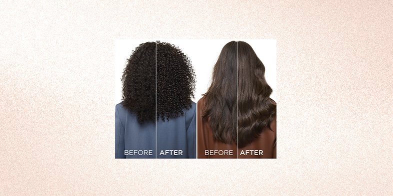 Before and after image of 4C hair tyoe